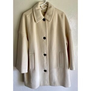 THE GREAT Cream Wool Blend Oversized Button Front Coat Women Size 3